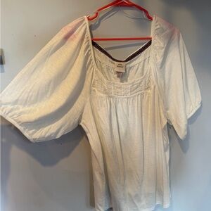 Knox Rose White Puff Sleeve Lace Yoke Top